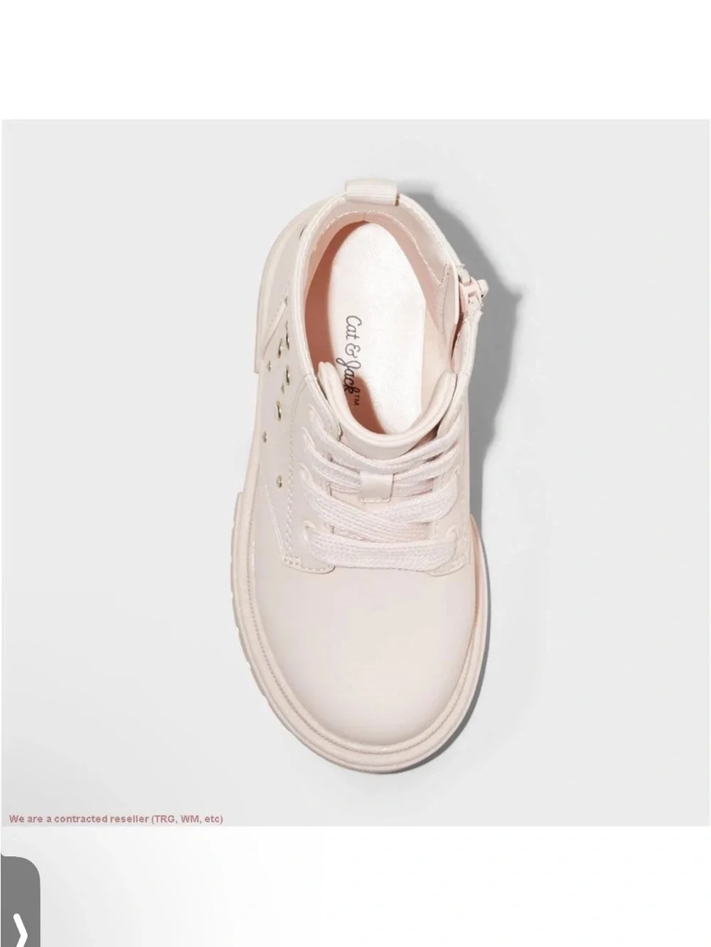 Cat & Jack Blush Pearl-Stud Lace-Up Amaya  Boot